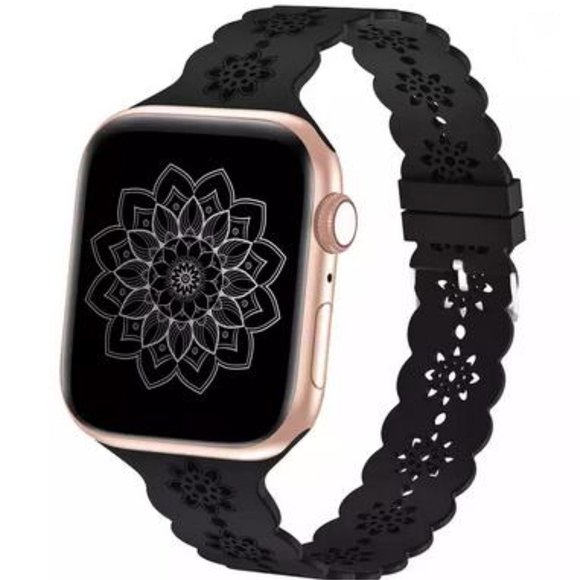 Mandala Lace Silicone Apple watch band laser cut women’s apple watch band, apple - Picture 2 of 8
